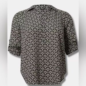 Torrid Harper 3/4 Sleeve Blouse in Black and White Size 2X